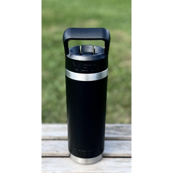 YETI Rambler Bottle 18 oz Black Stainless Steel with Straw Cap Vacuum Insulated - Picture 4 of 7